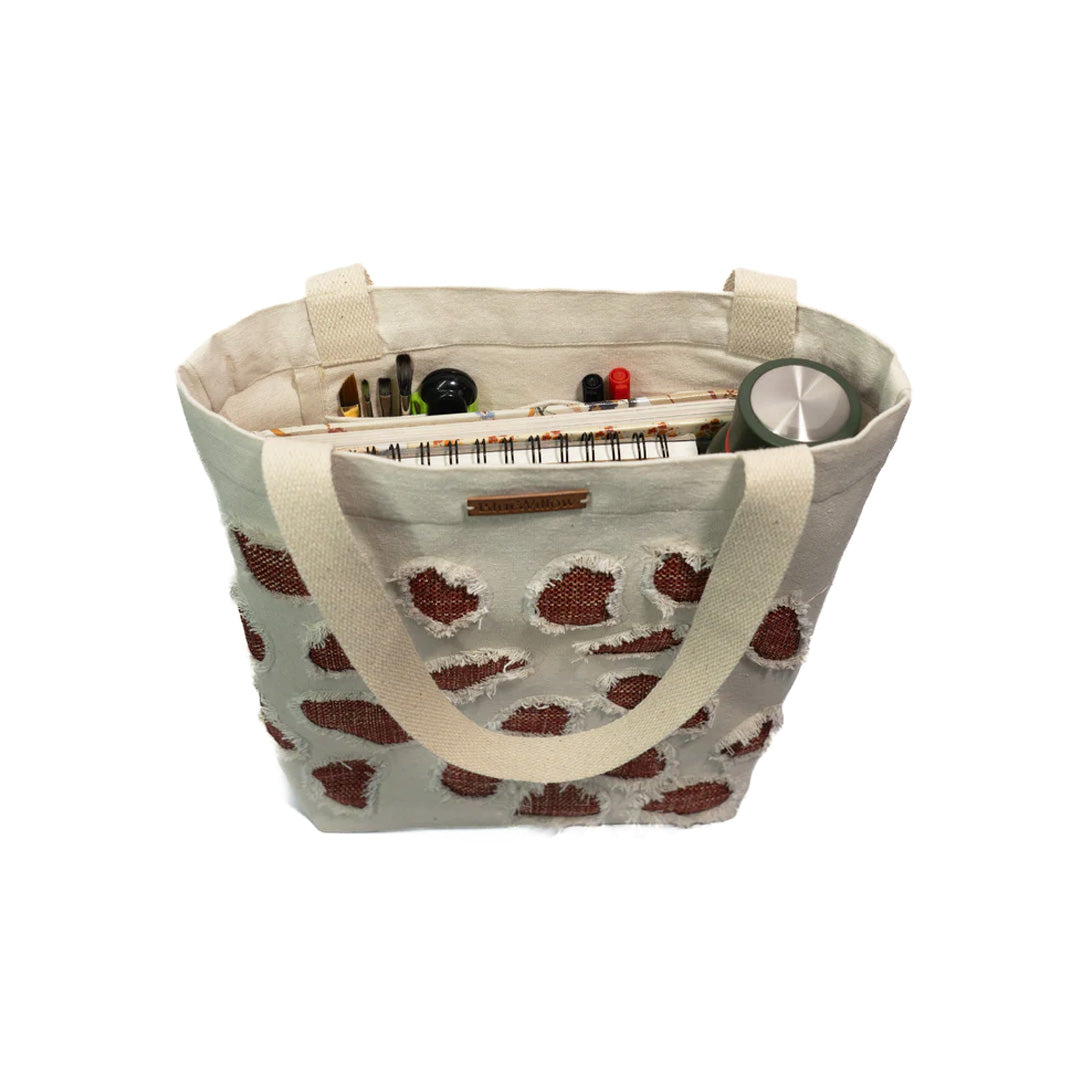 BlueWillow Red Fringe tote