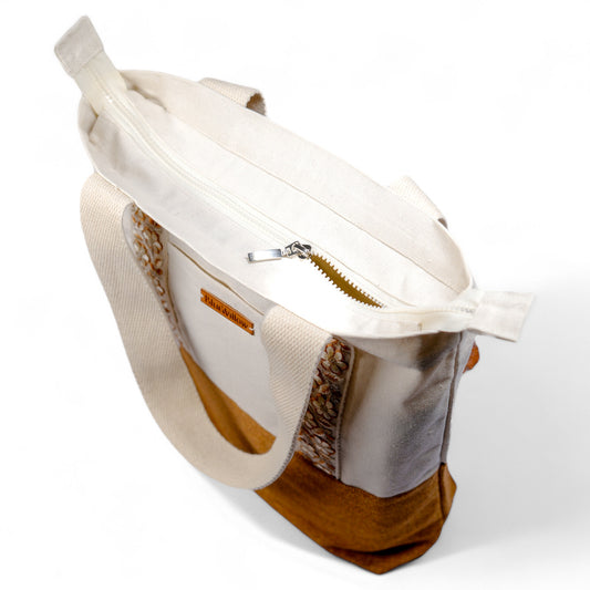 BlueWillow Designer Tote Brown | With Zipper