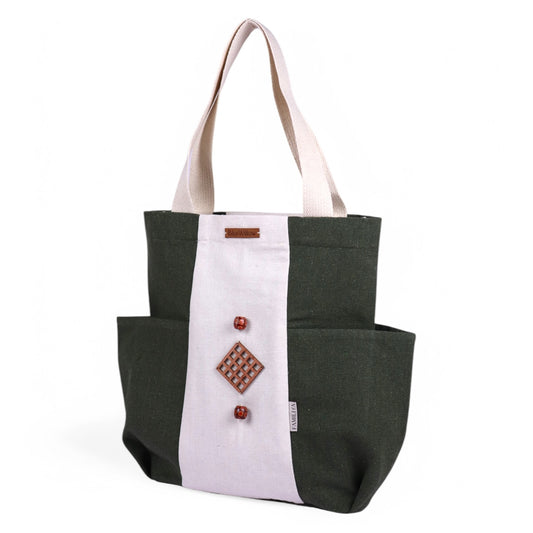 BlueWillow Three Pocket tote Green | with zipper