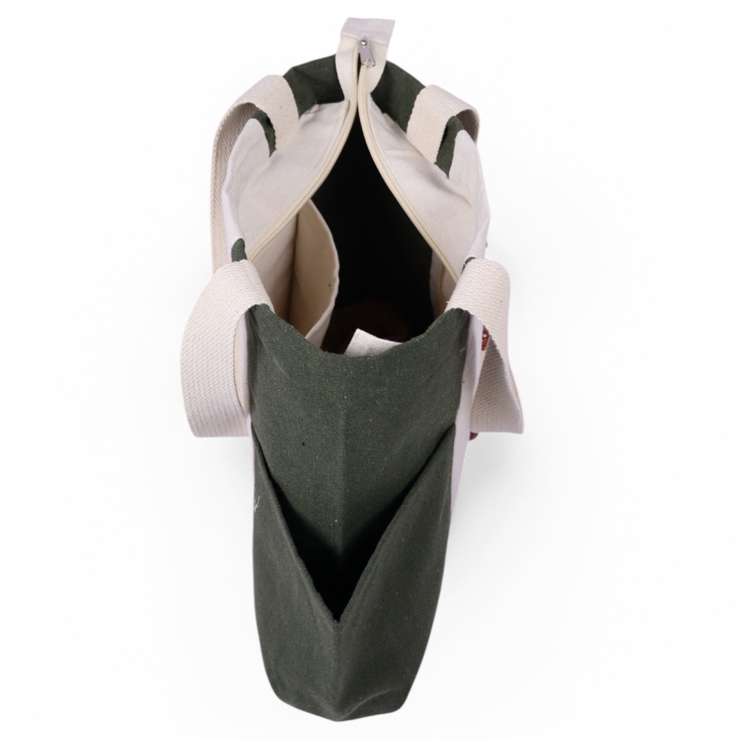 BlueWillow Three Pocket tote Green | with zipper